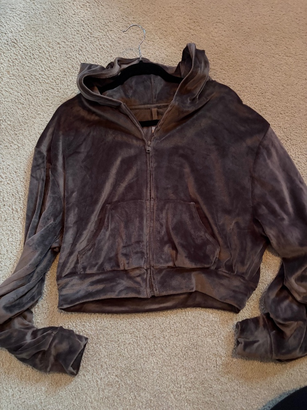 Skims brown velour zip up